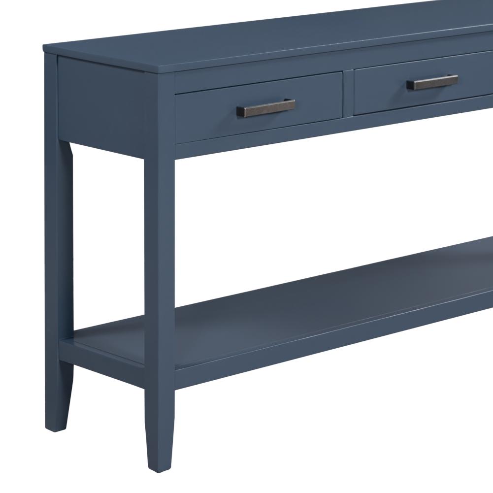 Wood Console Table Narrow Console Sofa Table With 3 Drawers And 1 Bottom Storage Shelf Accent Table For Hallway Behind The Couch