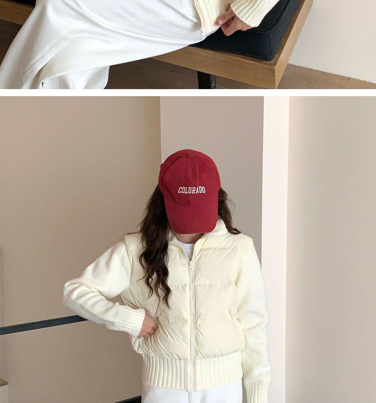 Korean Style Women's Knitted Patchwork Down Vest - Petite Short 90% White Duck Down Outerwear for 2025 Autumn/Winter