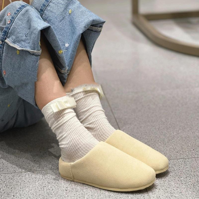Thick-bottomed bag head slippers for women to wear new lazy one-pedal plush warm fluffy slippers