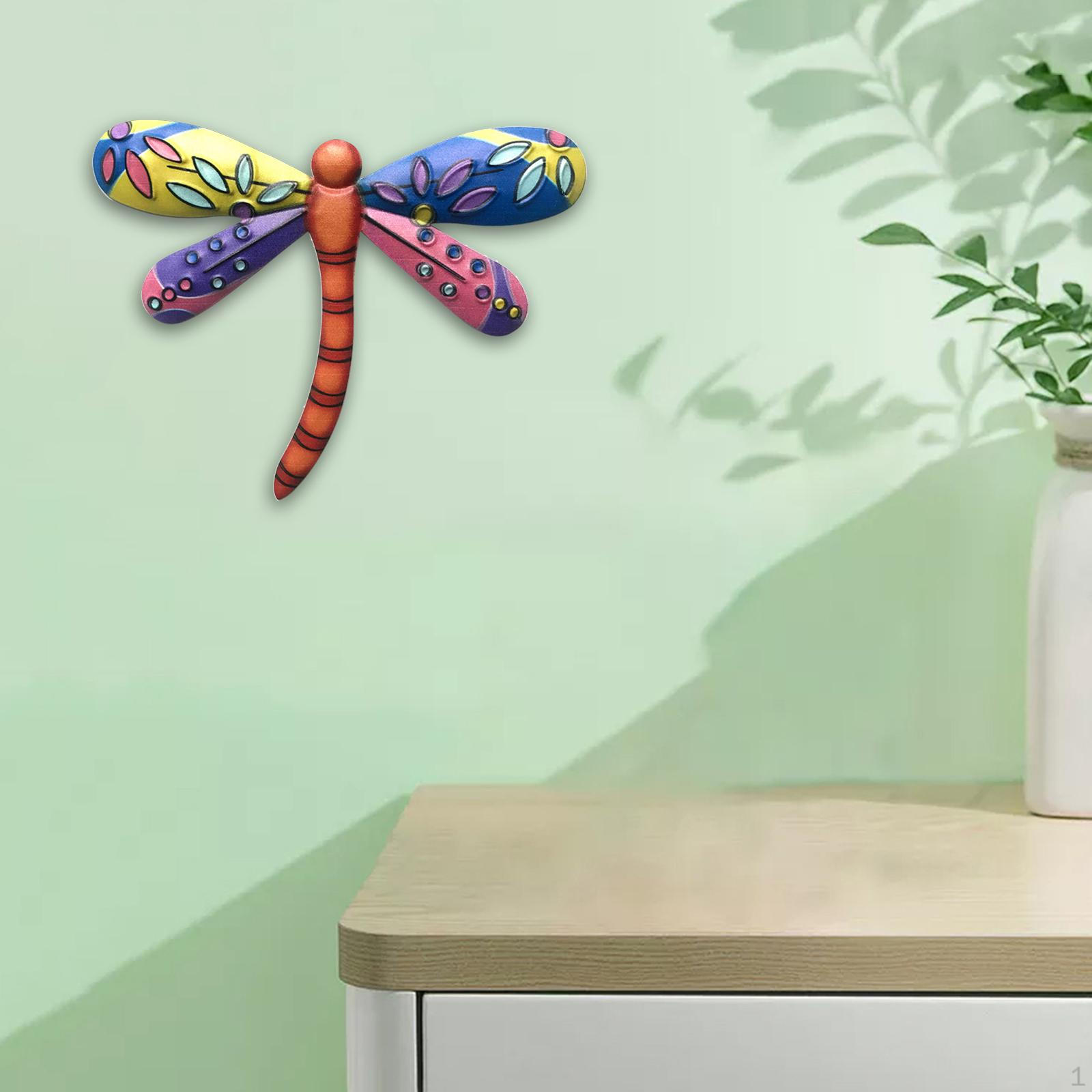 

Colorful Dragonfly Metal Wall Hanging Decoration Garden Fence Ornament C