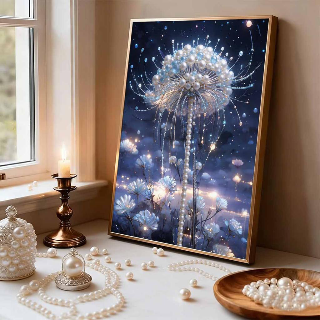 5D Frameless Pearl Painting Dandelion Diy Handmade Sticky Diamond Creative Canvas Art Painting Bedroom Decoration Living Room Hanging Painting