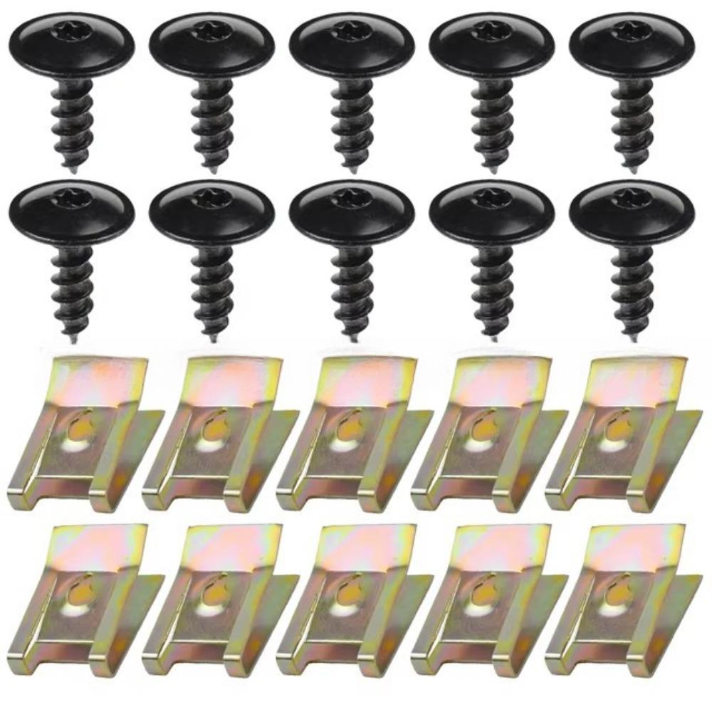 

Car Screw Metal Fender Bumper Protection Clip Base 20 pcs U Clip Car Modification Fastener Interior Car Accessories Fasten
