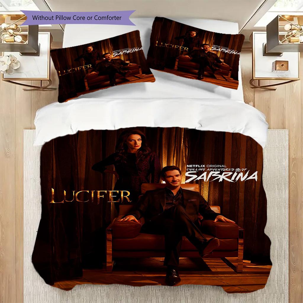 Mystery Lucifer Bedding (1 * duvet cover + 2 * pillowcase, without core) 2D Flat Duvet cover and pillowcase Christmas birthday gift Bedding set