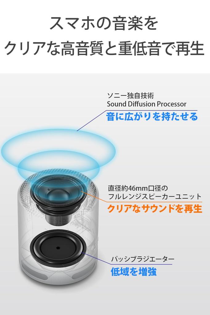 Sony Wireless Speaker Clear Sound with Deep Waterproof and Dustproof Long Battery Life 16 Stereo Pair USB Black SRS-XB100 Bass, (IP67),