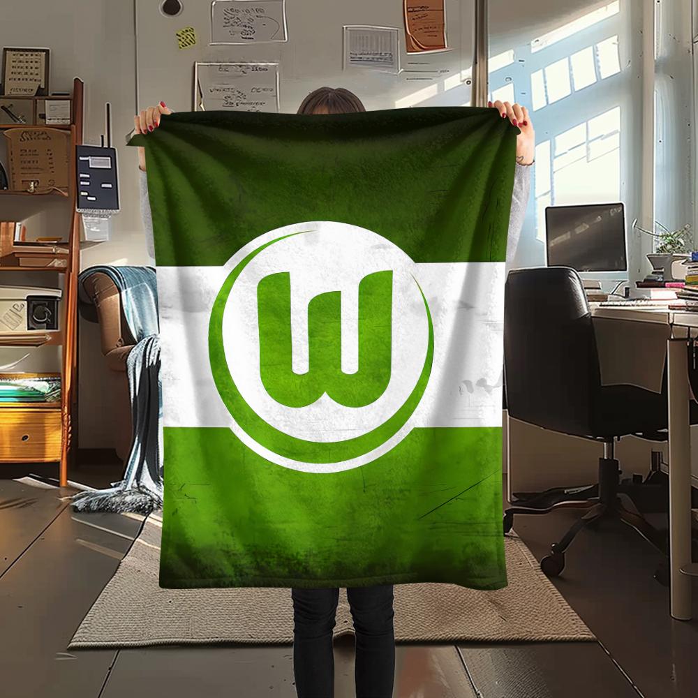1PC VfL Wolfsburg Print Flannel Blanket, High quality All Seasons, Home Decor, Warmth and Comfort, Perfect for Christmas Gifts