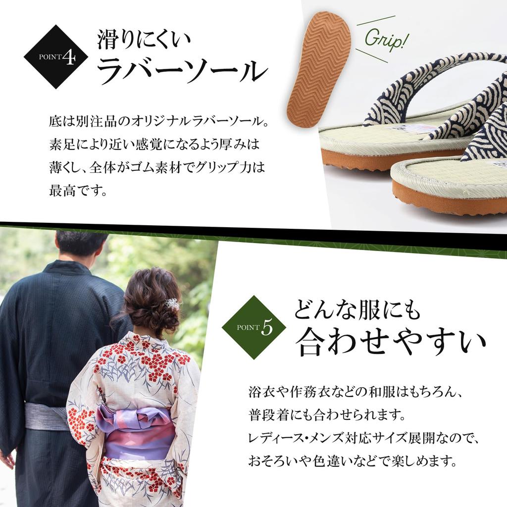 Zori Igusakun [Comfortable Fit with Premium Tightly-Woven Tatami] Unisex Zori Sandals Tatami, Made in Japan Thong Shippo Black 25cm
