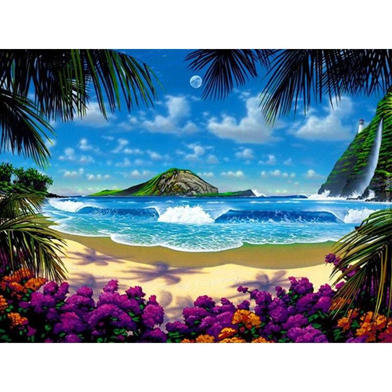 New 5D DIY Diamond Painting Scenery Diamond Embroidery Sea View Cross Stitch Full Round Drill Home Decor Manual Art Gift
