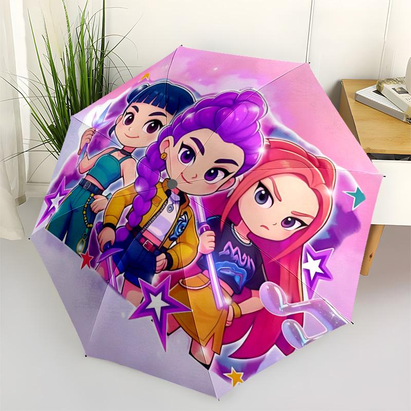 

1pc Huntrix, K-pop Automatic Open/Close Umbrella - Compact Travel Umbrella with 8-Rib Durable Frame, Lightweight & Portable for Commuting, Fashionable