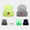 Autumn and Winter New Red Maple Leaf Embroidered Knitted Hat Women's Fashion Street Warm Hat Men's Personality Hip Hop Cold Hat