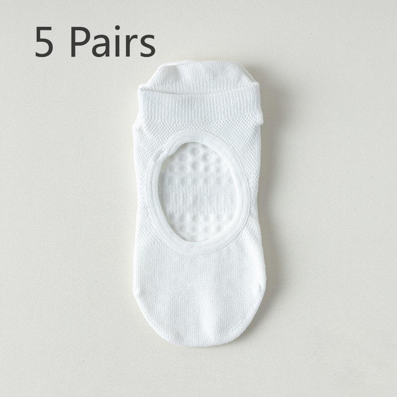 5 Pairs Cotton Silicone Non-slip Yoga Socks Boneless One-piece Mechanism Backless Mesh Short Socks Indoor Anti-odour Sports Socks