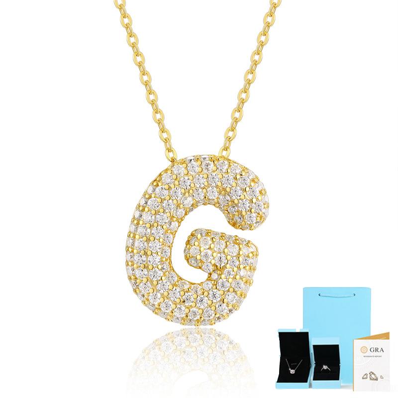 Letter Pendant Necklace 925 Silver Plated 18K Gold Collarbone Chain Fashionable Versatile Moissanite Chain