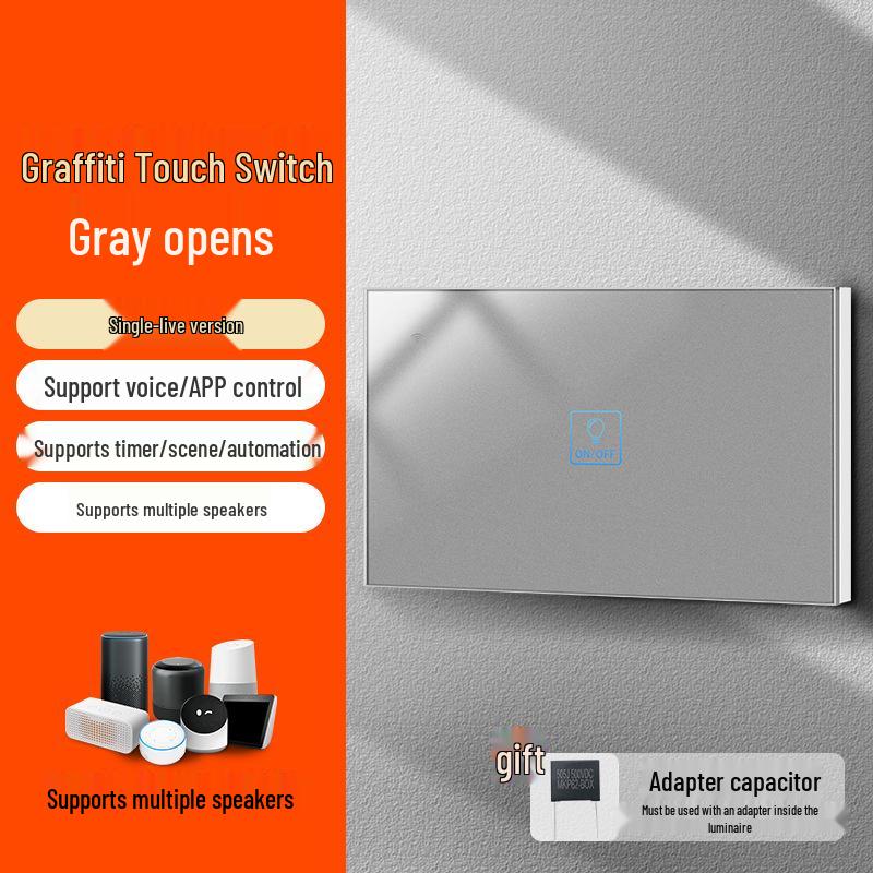 Graffiti Smart WiFi Wall Switch with Alexa & Google Voice Control, US/EU Specs, Touch Panel