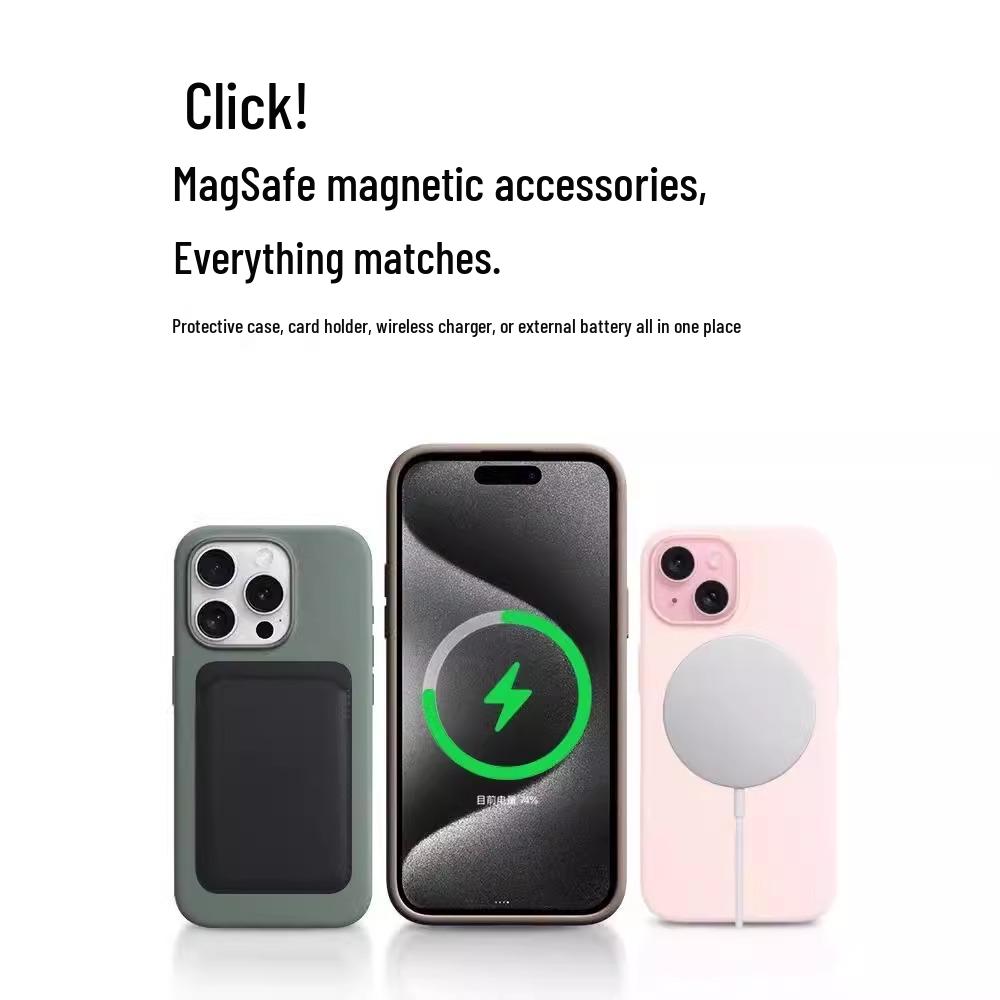 Unisex Liquid Silicone Magnetic Phone Case for iPhone 15/15 Pro Max, Drop-Proof
