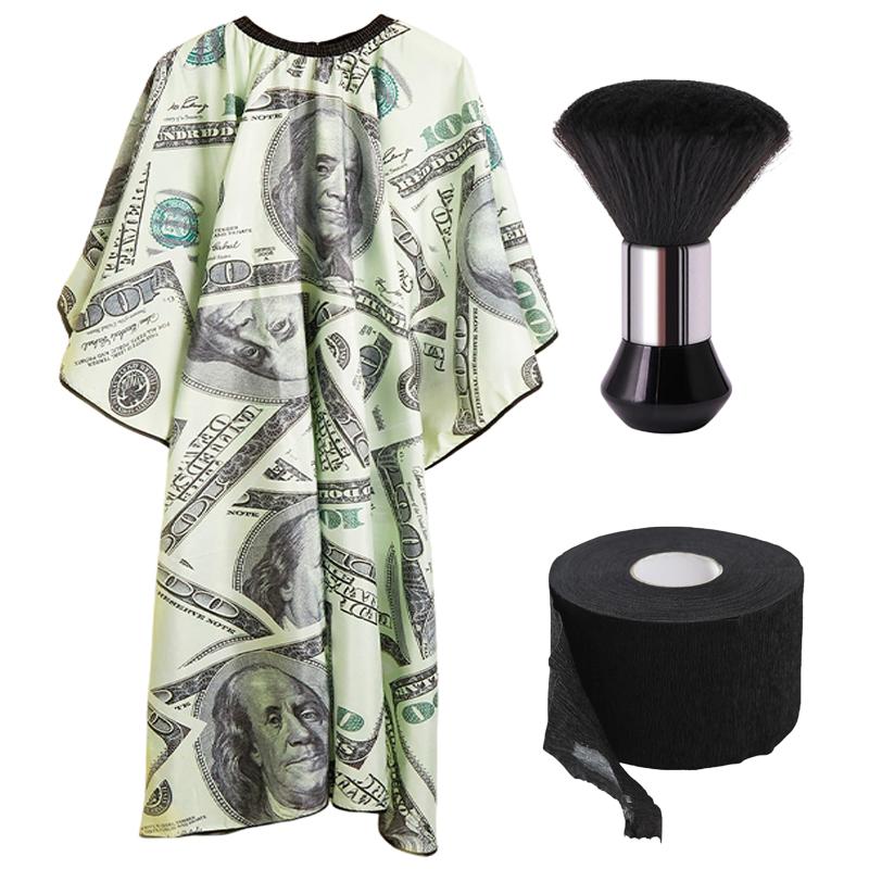 Professional Barber Cape Set Neck Strips Stretchy Paper Hairdressing Sweeping Neck Hair Cleaning Duster Salon Hair Styling Tools