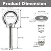 5Pcs Heavy Duty Lifting Rings Threaded Eyebolts with Washers and Nut Stainless Steels Eye Bolts for Tie Down Straps