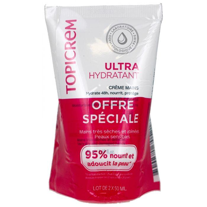 Topicrem Ultra-Hydratant Crème Mains Très Sèches et Abîmées 2 x 50 ml