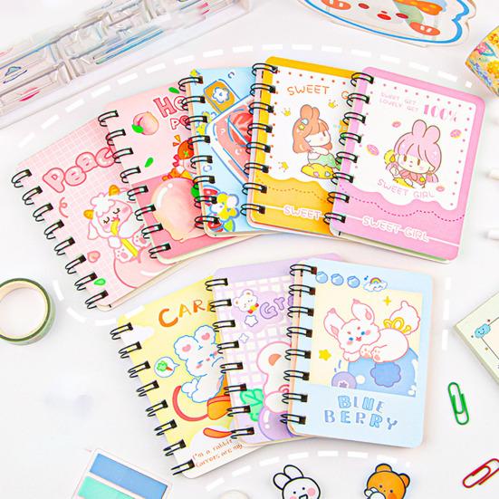 Mini Cartoon Spiral Notebook, 80 Pages Pocket Notebook, Portable Smooth Page Turning Journal for Study Notes
