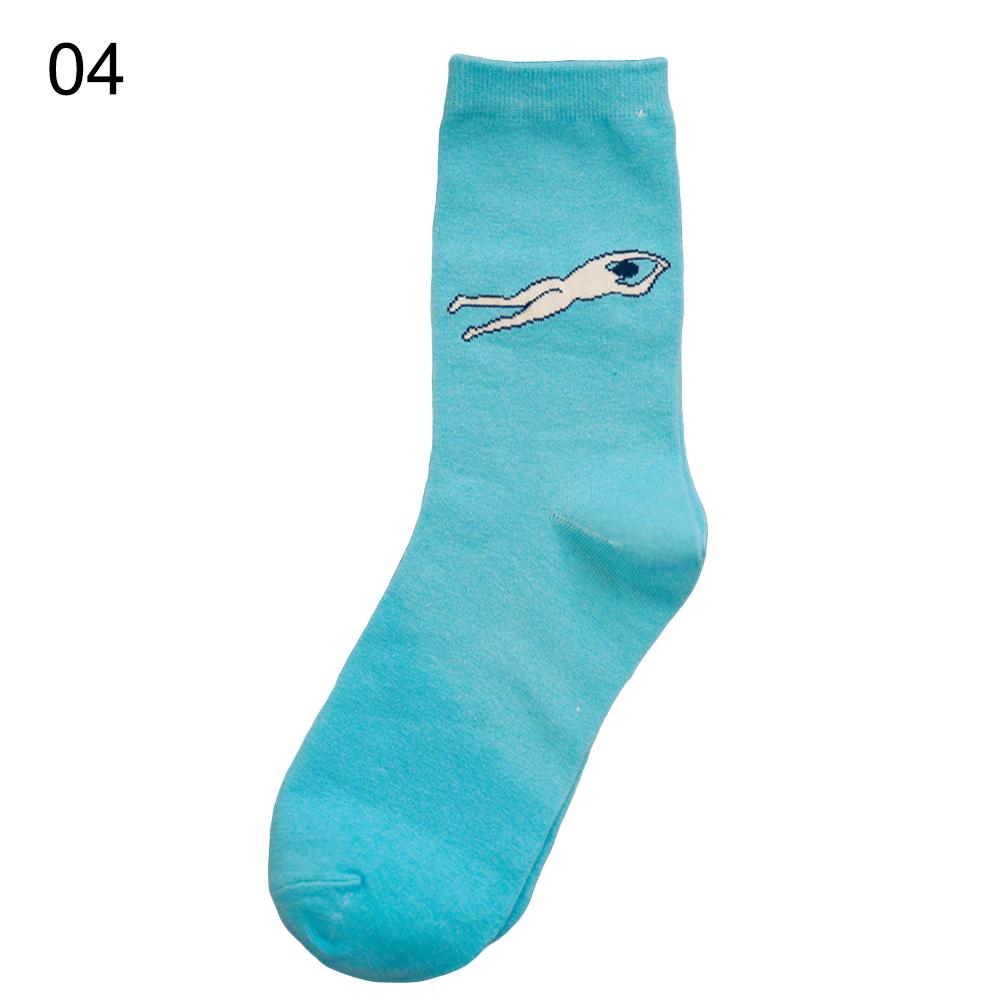 Unisex Autumn Winter Funny Cartoon Solid Color Elastic Cotton Middle Tube Crew Socks Creative Socks