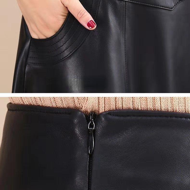 Stylová krátká kožená sukně s vysokým pasem pro ženy