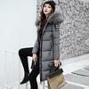 Winter Women Parka Cotton Jacket Windproof Padded Coat Zip Up Long Sleeves Furry Hood Heat Retention Knee Length Solid Color Outwear with Pockets