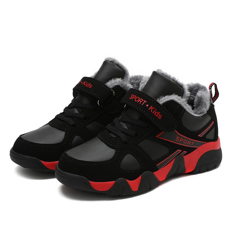 Boys' Velcro Sports Shoes: Warm Cotton, Plus Velvet, Winter 2025 Style for Older Kids and Elementary Students.