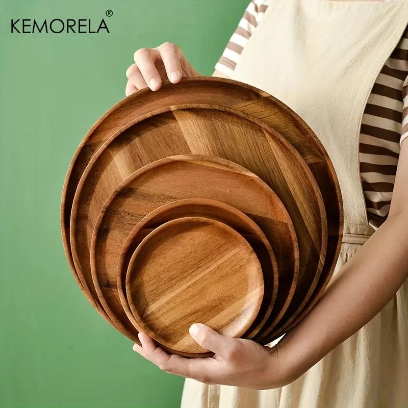 1 Piece of Natural Whole Wood South American Walnut Circular Handmade Plate, Round Sushi Plate, Dessert Fruit Bread Tableware