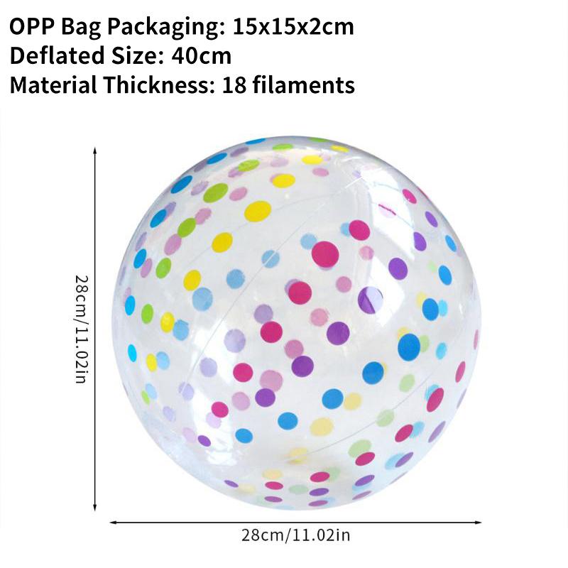 Colorful Dots & Stripes Pvc Inflatable Ball - Transparent Printed Toy For Pool Parties, Family Games, Kids Play, Indoor/Outdoor