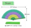 Nishikawa Shouroku Shoten Summer Folding Fan with Box and Striped Fashionable Folding Craft Bag, Design, Women's Gift, Fan, (Green)