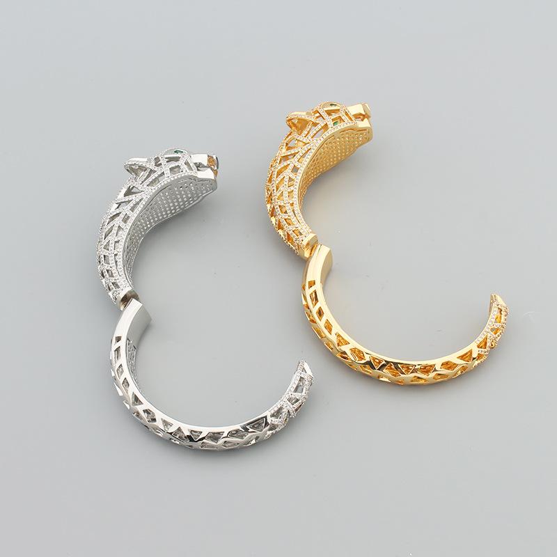 Neues modisches übertriebenes Leoparden-Hohl-Intarsien-Armband mit Leoparden-Mode-Öffnungsarmband
