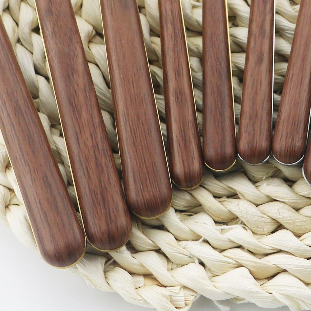 4Pcs Faux wooden effect handle Dinnerware Set Stainless Steel Cutlery Set Tableware Dinner Knife Fork Teaspoons Flatware