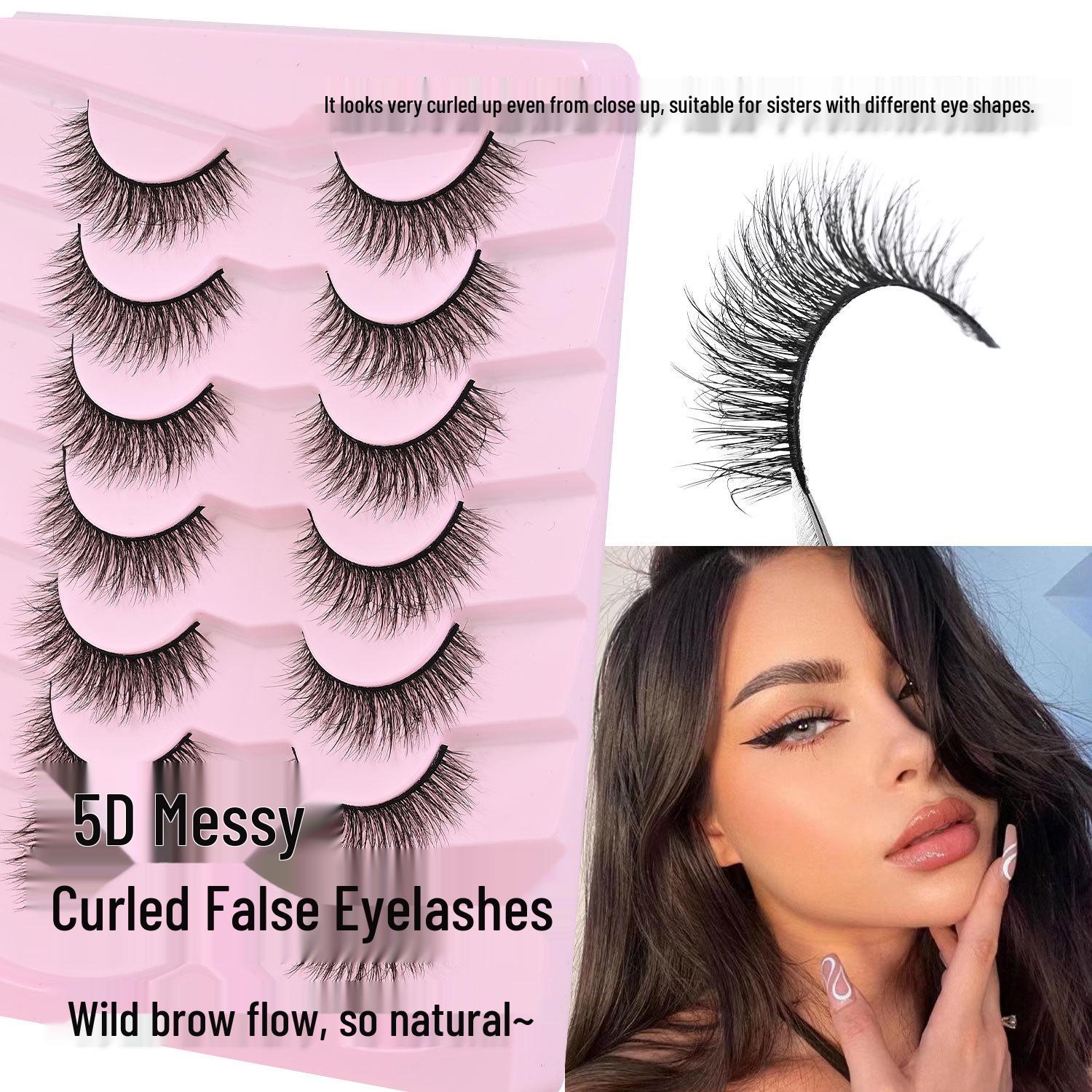 

5D Self-Adhesive Messy Curled Full Strip False Eyelashes with Hard Stem
