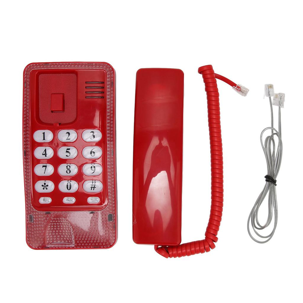 Wall Mounted Wired Telephone Rebroadcast Waterproof Dustproof Retro Wall Phone with Handset for Home Hotel Bank