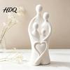 Matte White Figurines 3D Printed Family of Four Statue Abstract Minimalist Sculpture with Heart Nordic Style Shelf Decor Design Desktop Ornaments