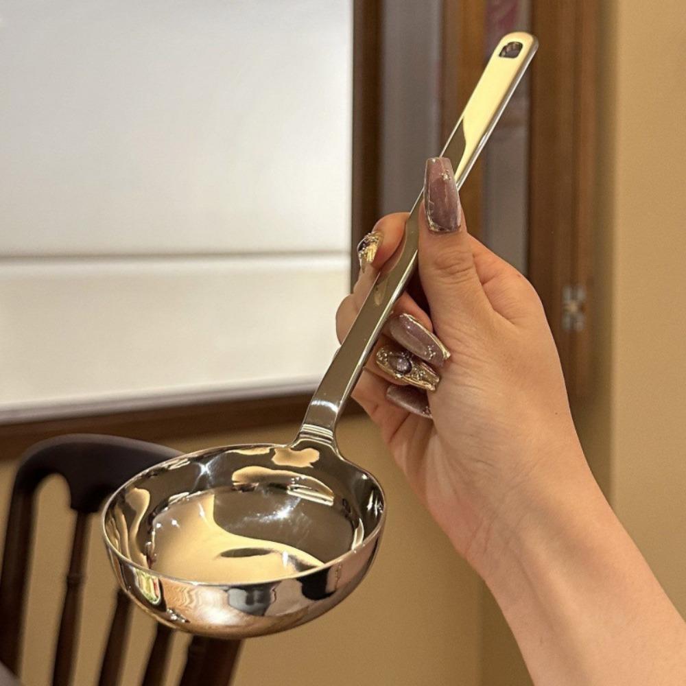 

Deepened Flat Bottom Drain Spoon 201 Stainless Steel Hot Pot Scoop New Soup Spoon Kitchen Use Soup Spoon