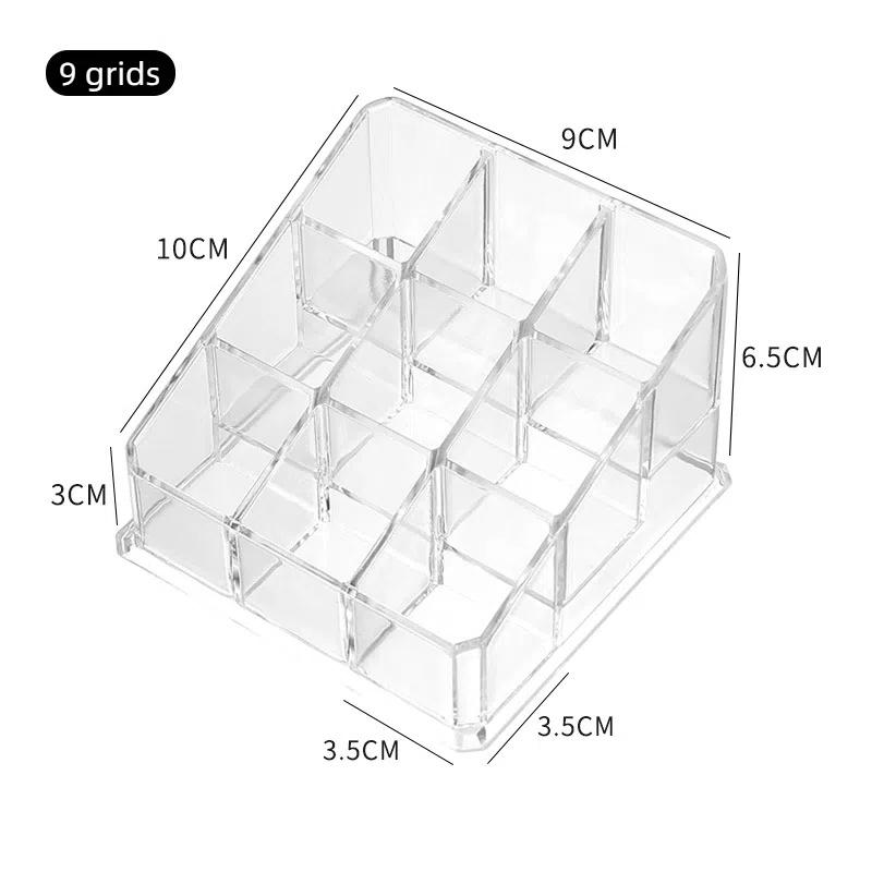 9/40 Grid Household Transparent Lipstick Storage Rack Organizing Box Plastic Desktop Lipstick Sorting Rack Cosmetics Storage Box
