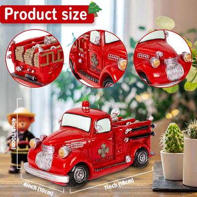 Vintage Feuerwehrauto Sparschwein Sammlerstück Dekoration Miniaturfahrzeug Schreibtischdekoration Feuerwehrhelden Handarbeit Feuerwehrmann Geschenke