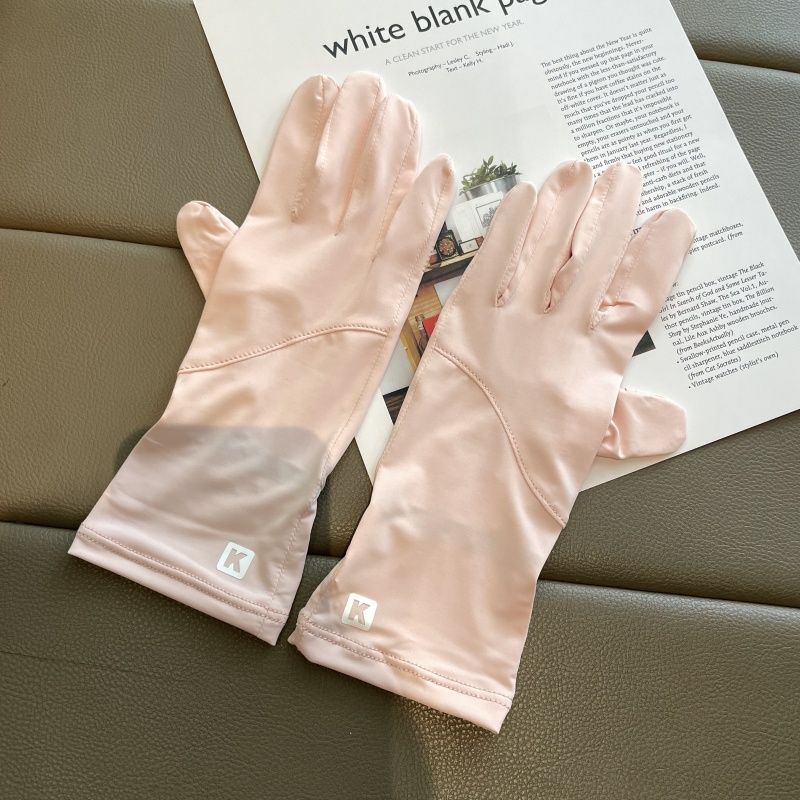 

Wrist X-long Ice Silk Sun Protection Gloves Women Summer Open Finger Thin Breathable UV Protection Driving Electric Car Pink