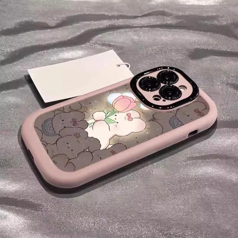 Applicable To Apple 16promax Mobile Phone Case Painted IPhone 15pro Glowing 14 Cartoon Rabbit 13