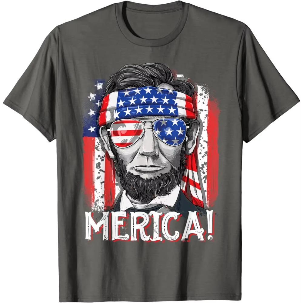 Abraham Lincoln 4th Of July Merica Men Women American Flag T-Shirt
