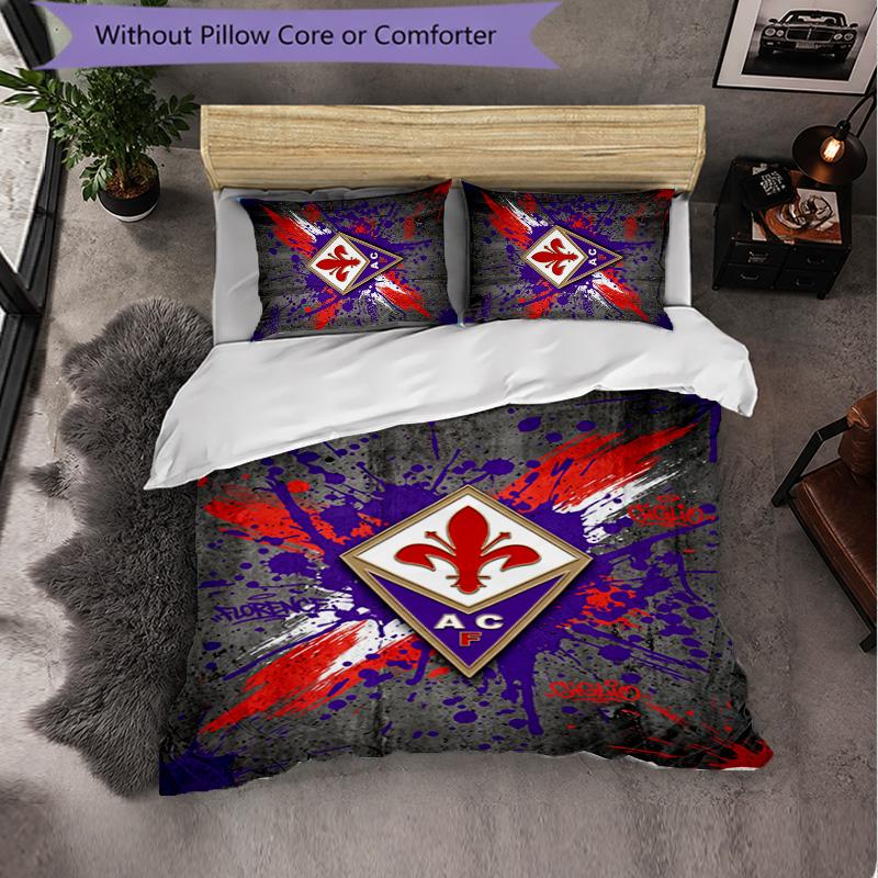 Fiorentina FC Themed Bedding 3Pcs Duvet Cover Set Decorative Bed Linen For Teen Room Home Decoration