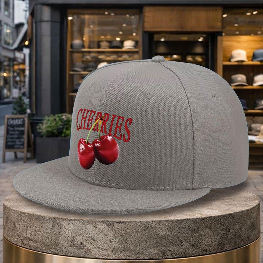pc Cherry Print Baseball Cap Adjustable Duckbill Hat with Cherry Lightweight Flat Brim Suitable for Golf Travel Mardi Gras
