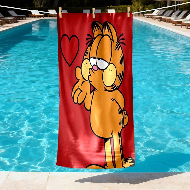 Garfield Print Beach Towel Design, Soft, Lightweight. for Home Bathroom, Spa, Pool, Yoga, Surfing, Camping, Gift for Family, Friend