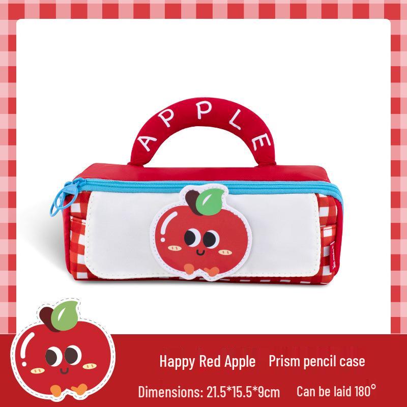 Yimulin Prism Portable Pencil Case, Apple Party Design, Large Capacity, Multi-Pocket Student Stationery Box