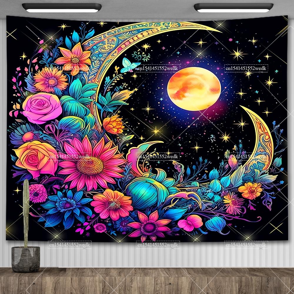 Mandala Półksiężyca Słońce Gobelin Gobelin Wiszący na Ścianie Boho Wiedźmiński Gobeliny Wystrój Pokoju Flagi Domowe