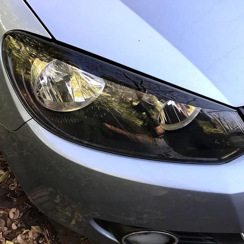 2Pcs Black Headlight Eyebrow Eyelid Cover ABS Decorative Trim Fit for VW Golf 6 MK6 GTI GTR 2008-2013 Car Accessories