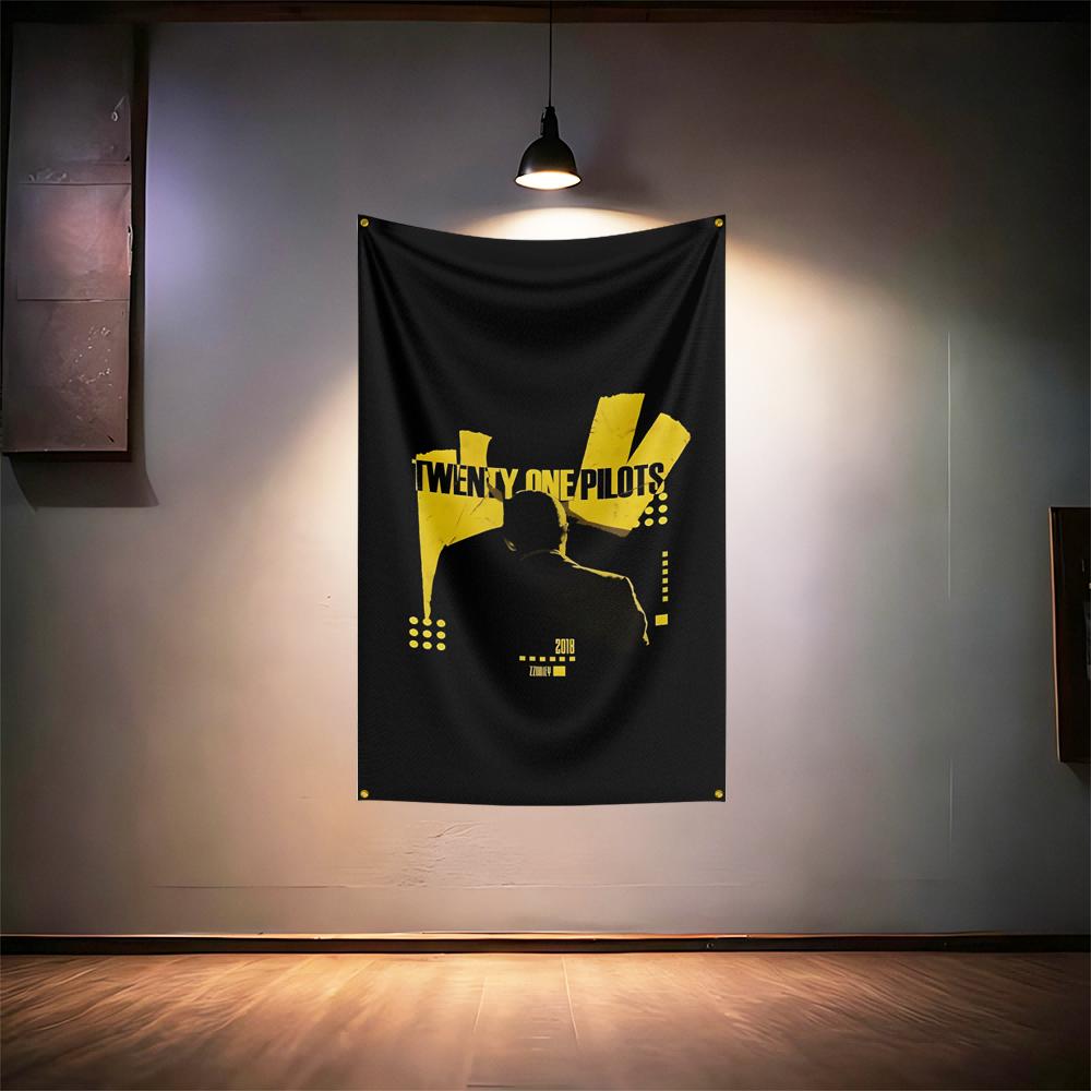 Rock Music Flag 3x5ft For Twenty One Pilots Fans Banner Hd Print Brass Grommet Garage Bedroom Living Room Dorm Wall Decor Tapest