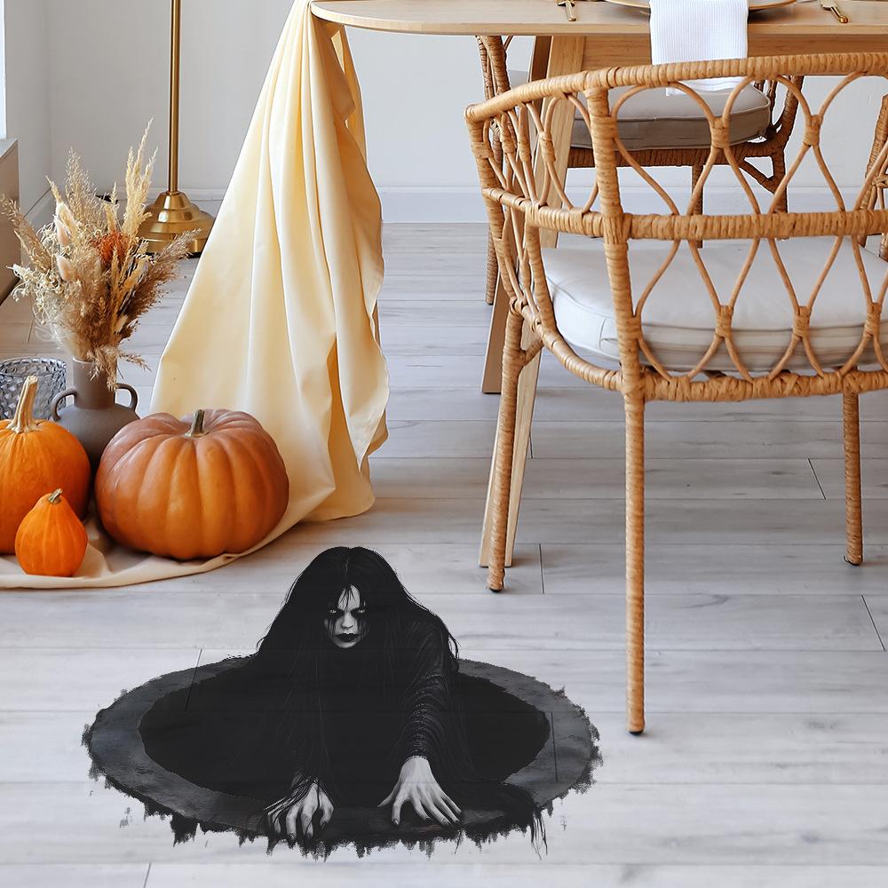 Halloween Simulation Horror Female Ghost Bedroom Living Room Floor Atmosphere Decoration Stickers