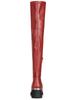 Allegra K Women's Platform Wedge Heel Knee-High Boots, Red, Size 26.5cm