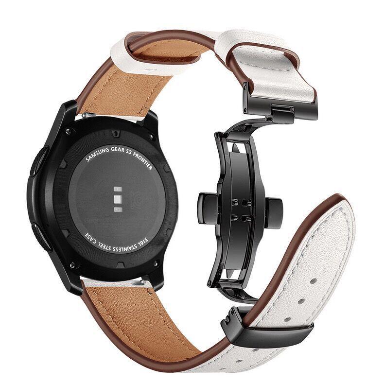 Echtes Leder Armband mit Schmetterlingsverschluss für Samsung/Huawei Uhr - Universell 20mm/22mm