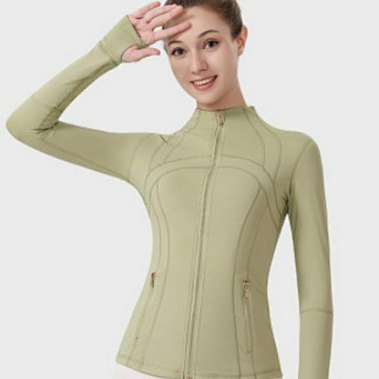Available: Original Gold Quick-Dry Slimming Fitness Jacket with Stand-Up Collar and Long Sleeves for Running & Yoga.
